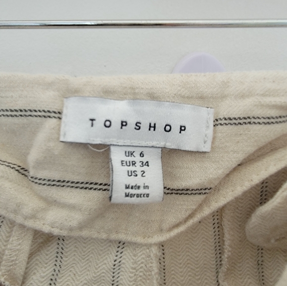 Topshop Linen Blend Crop Pinstripe Trousers - Picture 4 of 4